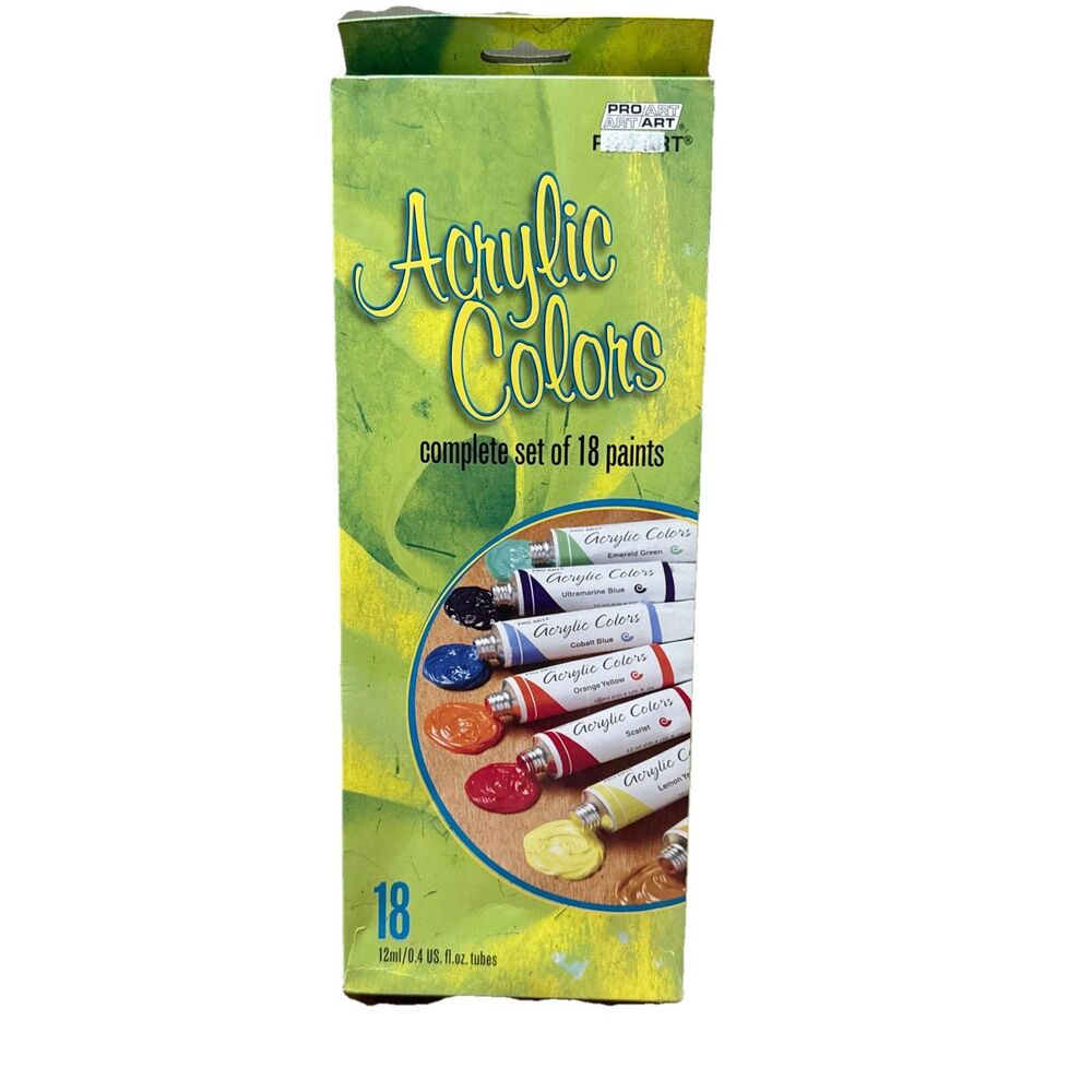 Professional 18 Color Art Acrylic Paint Set, 12ml Tubes, Artist Student Painting